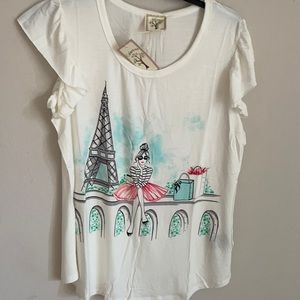 Parisian Girl T-Shirt with Paris Motif Size M Emily in Paris Shirt Vibes NWT